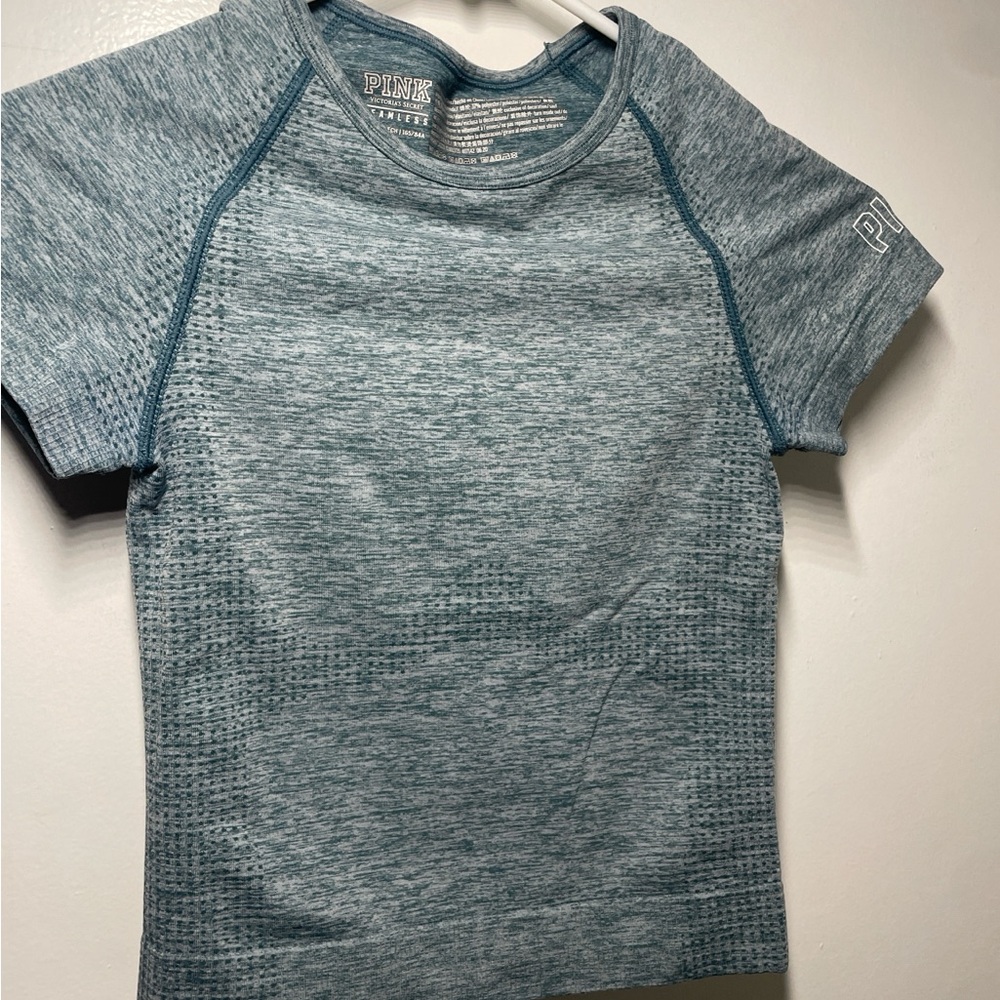 PINK Victoria's Secret Blue Heathered Short Sleeve Tee